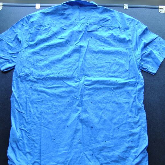 H&M Large Blue Flamingo Button Down Short Sleeve Shirt Large - Picture 5 of 5